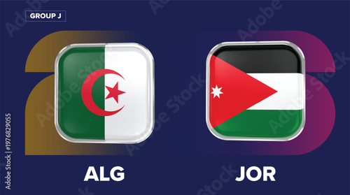 Algeria vs Jordan Flags - Group J, World Cup 2026