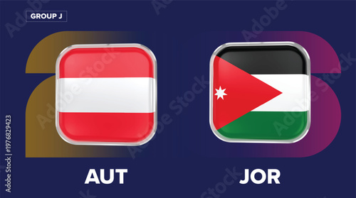 Austria vs Jordan Flags - Group J, World Cup 2026