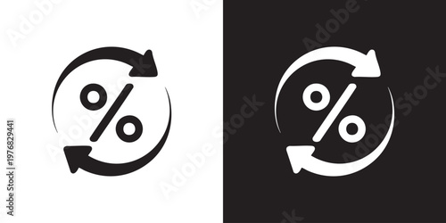 Circular Arrows Icon with Percentage Symbol in Minimalist Style