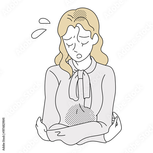 Sighing blonde businesswoman with crossed arms illustration