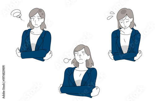 Businesswoman facial expression set illustration