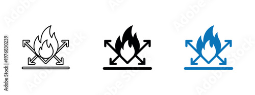 Fire resistant material icon showing protection against fire flame and heat hazard safety symbol vector design illustration