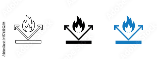 Fireproof fire resistant material icon representing protection and safety with flame heat and burn hazard symbol vector illustration