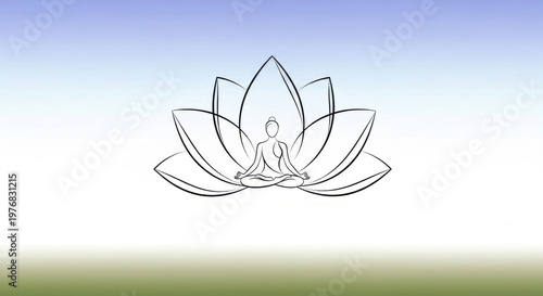 International yoga day illustration with a person meditating in a lotus flower position