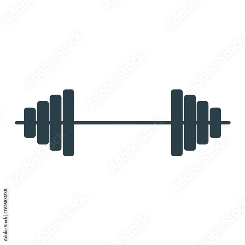Barbell with weight plates flat illustration for gym fitness strength training exercise equipment vector design