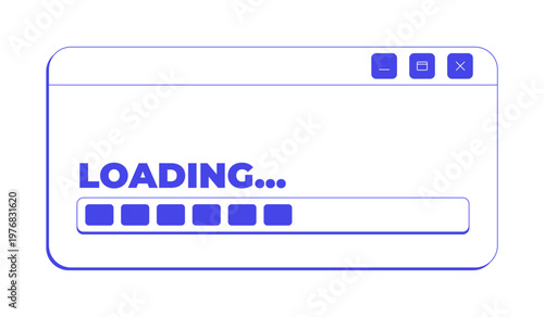 Loading bar process neo brutalism line popup window. System progress status. Data processing indicator. Loader panel. Interface element in neubrutalism outline style. Monochrome Y2K UX design