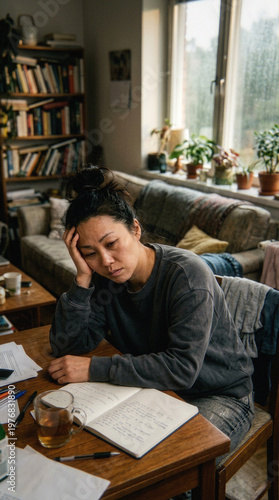 Uczucie zmęcznia po ciężkim dniu. Słodki sen po wyczrpującym dniu. Śpiąc z wyczerpania.