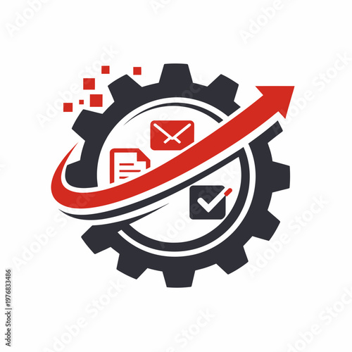 Digital Workflow Automation With Growth Arrow Vector Icon Illustration Graphic Flat Design Minimalis