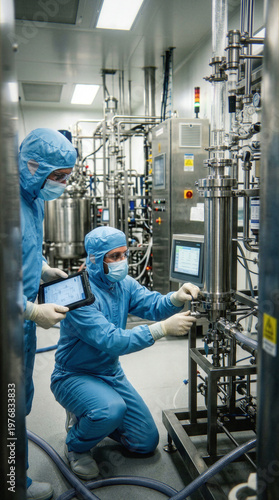 Labolatorium wysokich technologii. Precyzyjne pomiary i badania. Naukowcy posługujący się najnowszą aparaturą.