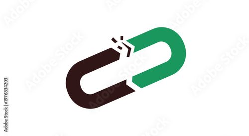 Broken Chain Link with Green and Black.