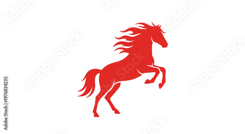 Red Horse Silhouette Running Freely.