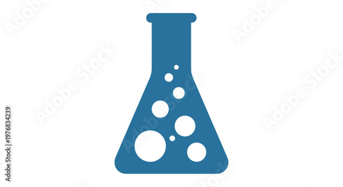 Blue Erlenmeyer Flask with Bubbles Laboratory.