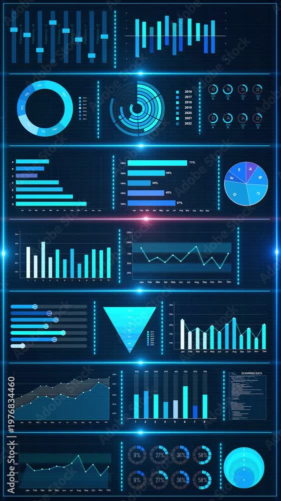 Digital Statistics Interface Display Advanced data visualization ...