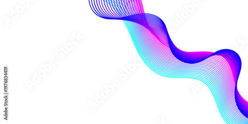 A colorful vector illustration featuring a toothbrush with toothpaste and brushes with paint flowing in a smooth motion of blue waves, rainbow swirls, and silk light patterns