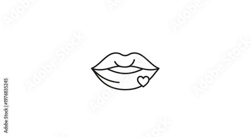 Lips icon with small heart detail