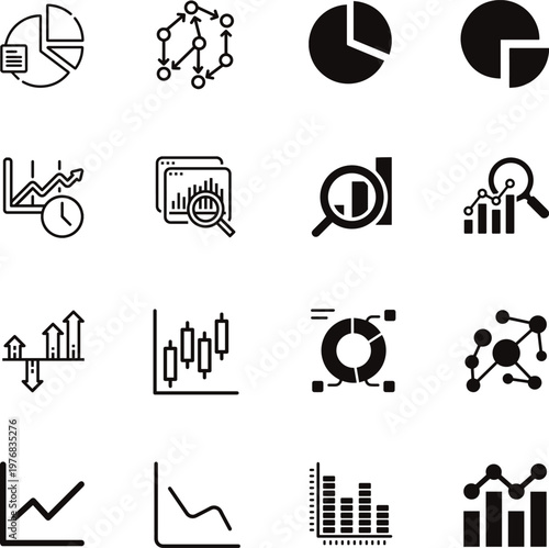 Data graph icon vector, analytics chart symbol, business statistics infographic element, modern flat design
