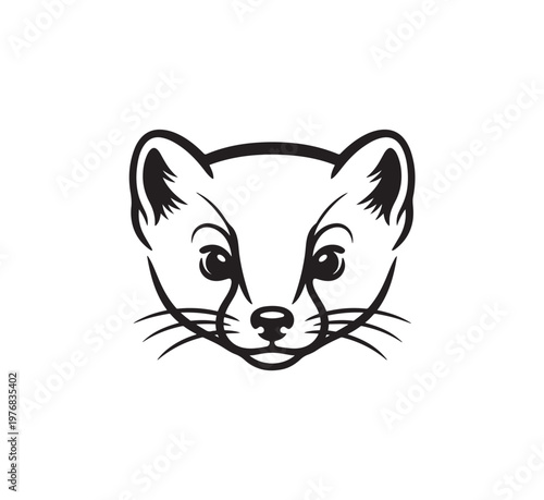 Φωτογραφία Minimalist Black and White Ferret Face Logo Design.