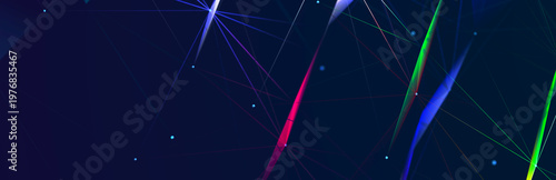 Abstract digital communication points. Technological background. Network connection structure. Color plexus effect. 3D