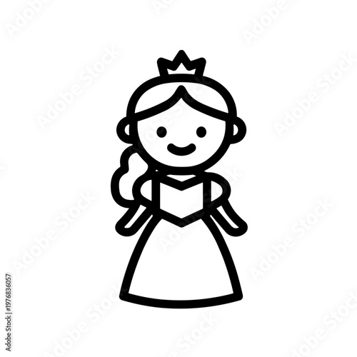 princess, character, royal, icon, svg, fairy tale, kingdom, crown, dress, elegance, kids design, kawaii, cartoon, fantasy, heroine, castle, magic, minimal vector, flat design, silhouette, symbol, illu