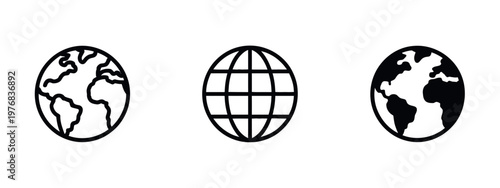 Fotografía Globe icon set vector illustration featuring web symbols www icon website homepa