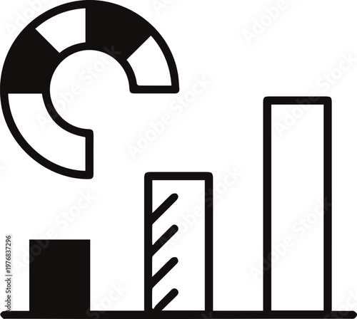 Data graph icon vector, analytics chart symbol, business statistics infographic element, modern flat design