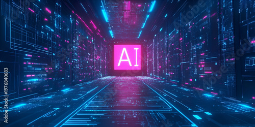 Business Transformation AI Roadmap on Futuristic Screen for Strategic Planning and Digital Innovation Visualization