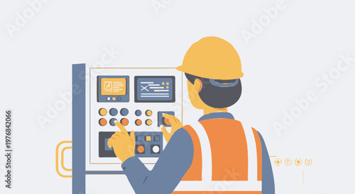 Industrial control panel with hand pressing button