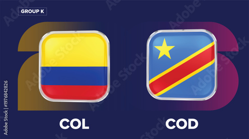 Colombia vs DR Congo Flags - Group K, World Cup 2026