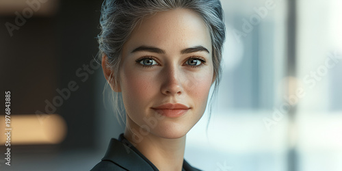 Businesswoman Presenting Vision Statement with Clear Facial Detail in Corporate Strategy and Leadership Meeting