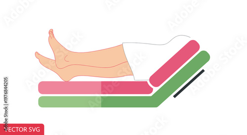 Patient lying on medical examination table with legs elevated