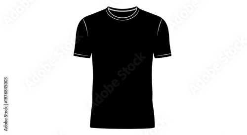 Black T-Shirt with White Trim Details.