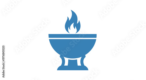 Blue Censer or Incense Burner with Flame.