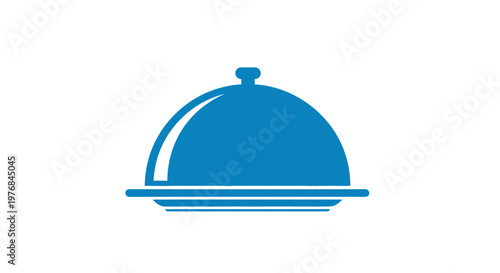 Blue Serving Dome Icon Illustration Graphic.