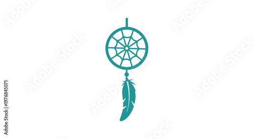 Teal Dreamcatcher Hanging with Feather Decoration.