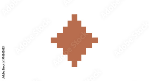 Pixelated Brown Diamond Shape Icon Graphic.