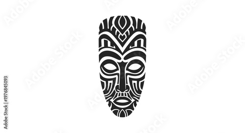 Maori Tribal Mask Design with Intricate Patterns.