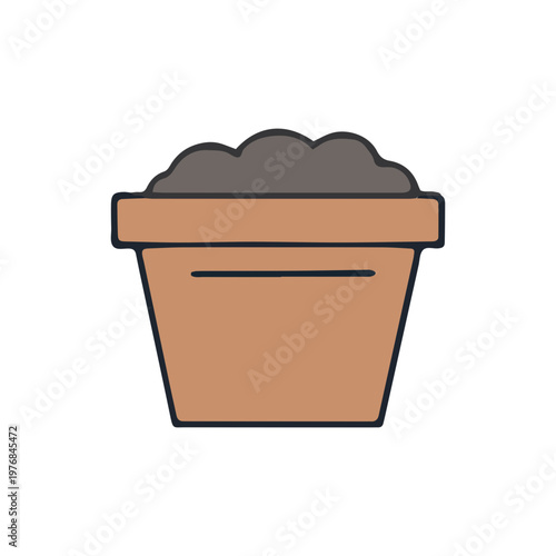 Hand Drawn Potted Soil Icon