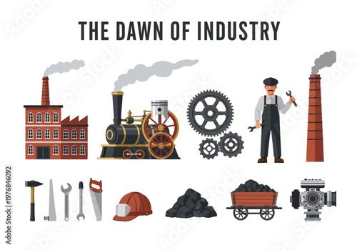 The Dawn of Industry A Visual Celebration of the Industrial Revolution's Technological Advancements and Manufacturing Power