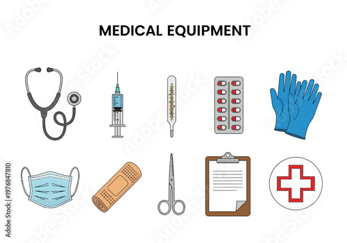 Collection of essential medical supplies and healthcare instruments for professional use