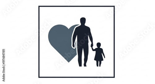 Father holding daughter hand near heart symbol