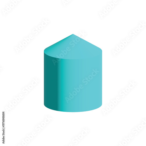 Vibrant turquoise blue 3D geometric shape with a conical top, offering a clean and modern graphic element for diverse design projects