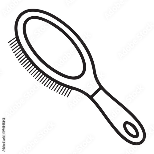 A black and white drawing of a hairbrush
