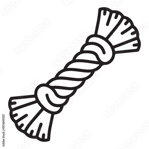 A black and white drawing of a rope toy