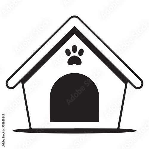 A dog house with a paw print on the roof