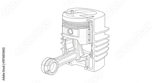 Detailed drawing of engine piston.