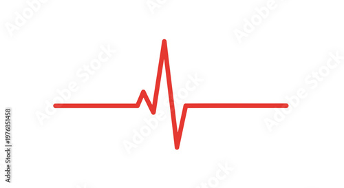 Red Heartbeat Line on White Background.