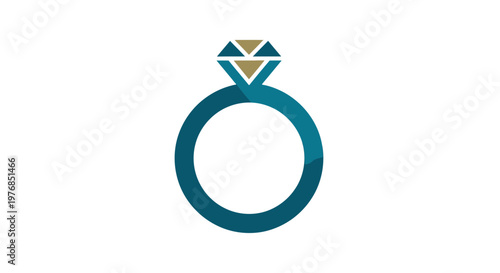 Blue Engagement Ring with Diamond Illustration.