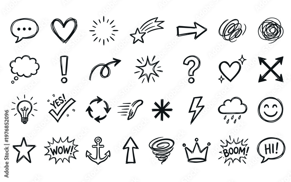 Fototapeta premium Collection of various handdrawn icons and symbols