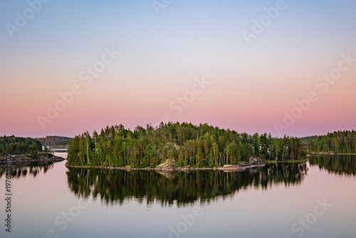 beautiful summer landscape at sunset
