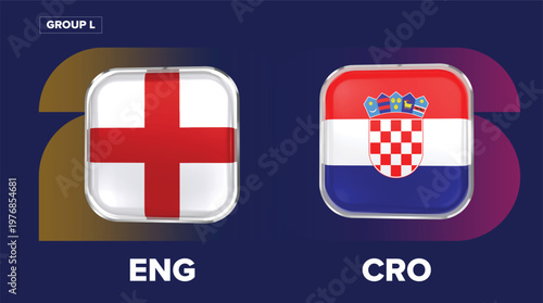 England vs Croatia - Group L Football Rivalry with National Flags